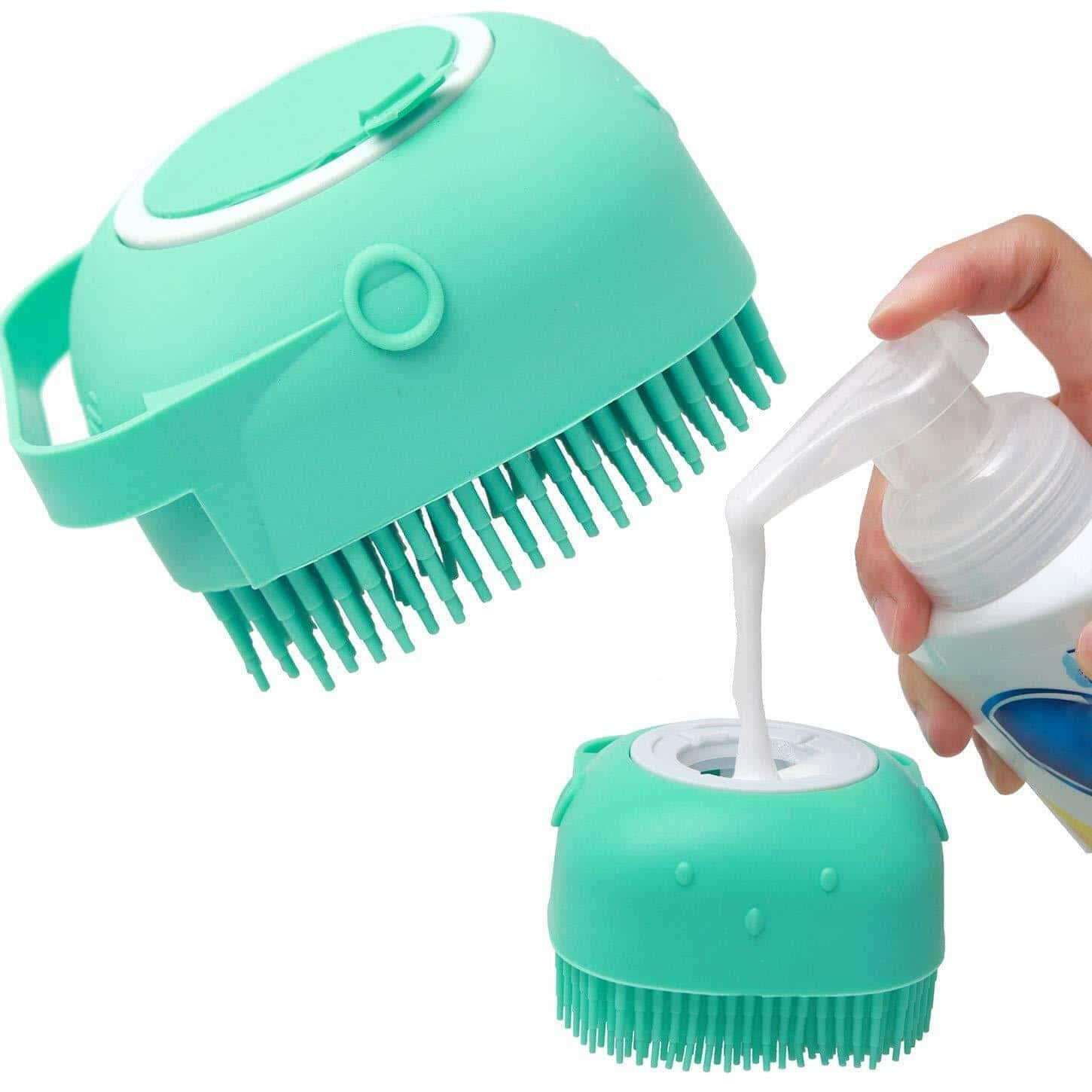 Dog and Cat Scrubber Brush with built-in Shampoo Compartment - Store The Bark | Get The Meow