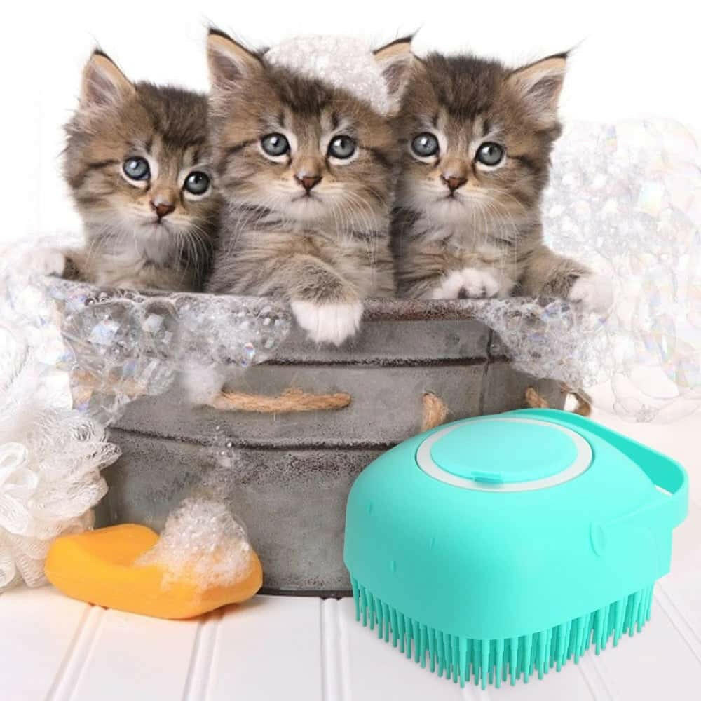 Dog and Cat Scrubber Brush with built-in Shampoo Compartment - Store The Bark | Get The Meow